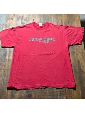 Vintage Y2K Gardner Webb University Dawg Days Red T Shirt Size Large